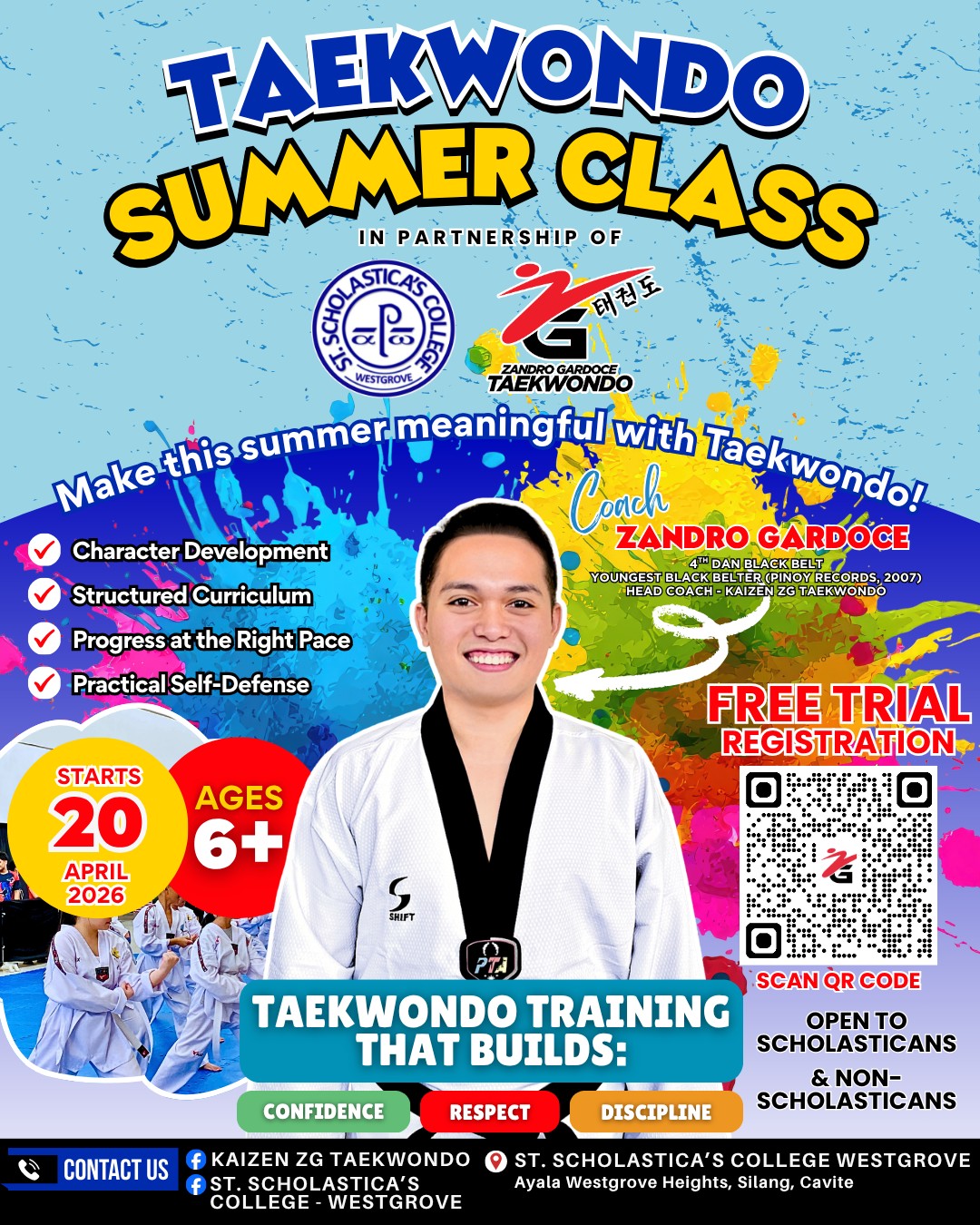 Kaizen ZG Taekwondo Facebook ad: Train with discipline.