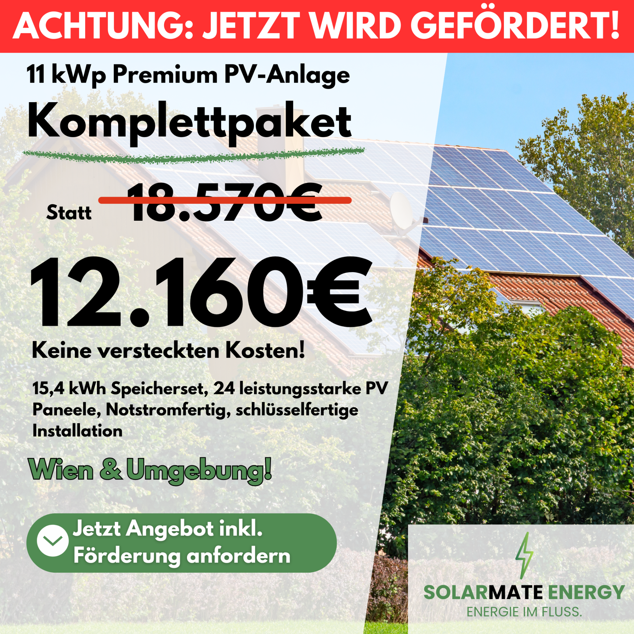 SolarMate Energy Facebook ad: Einmaliges PV-Angebot!?