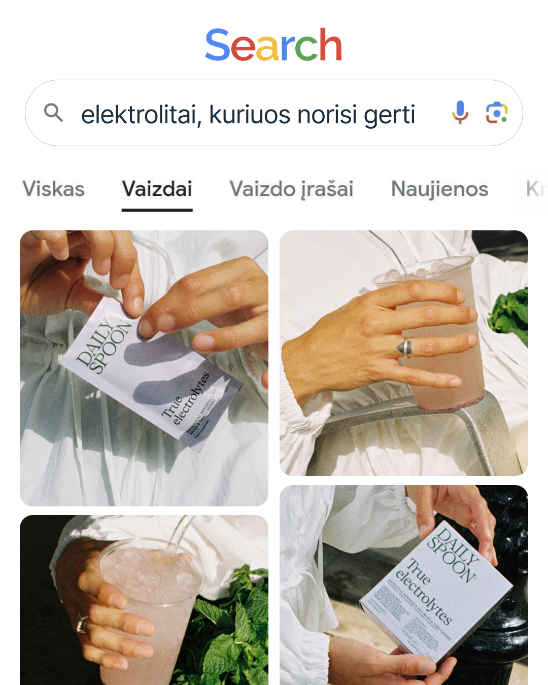 Daily Spoon Facebook ad: ELEKTROLITAI BE SINTETINIO SKONIO