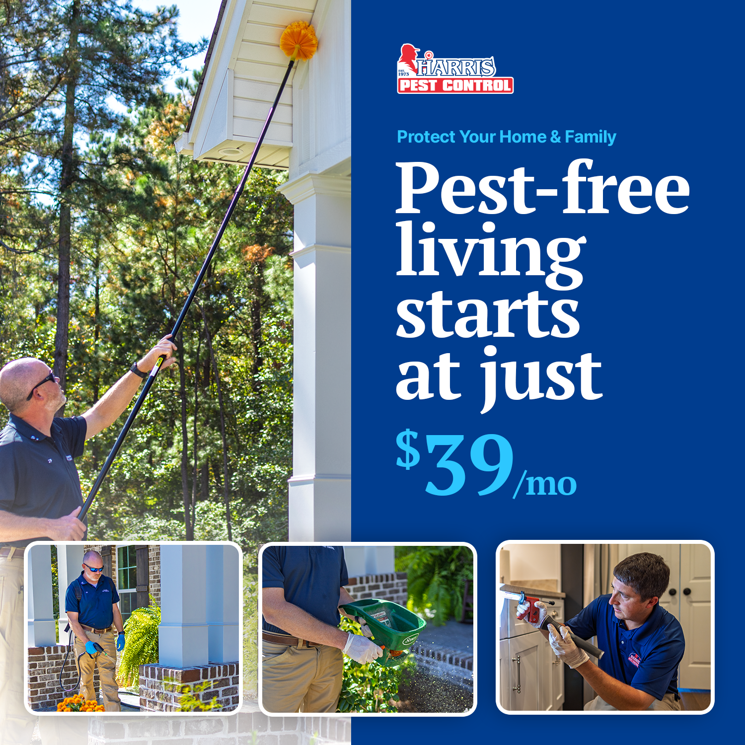 Harris Pest Control Facebook ad: Get Help Now!