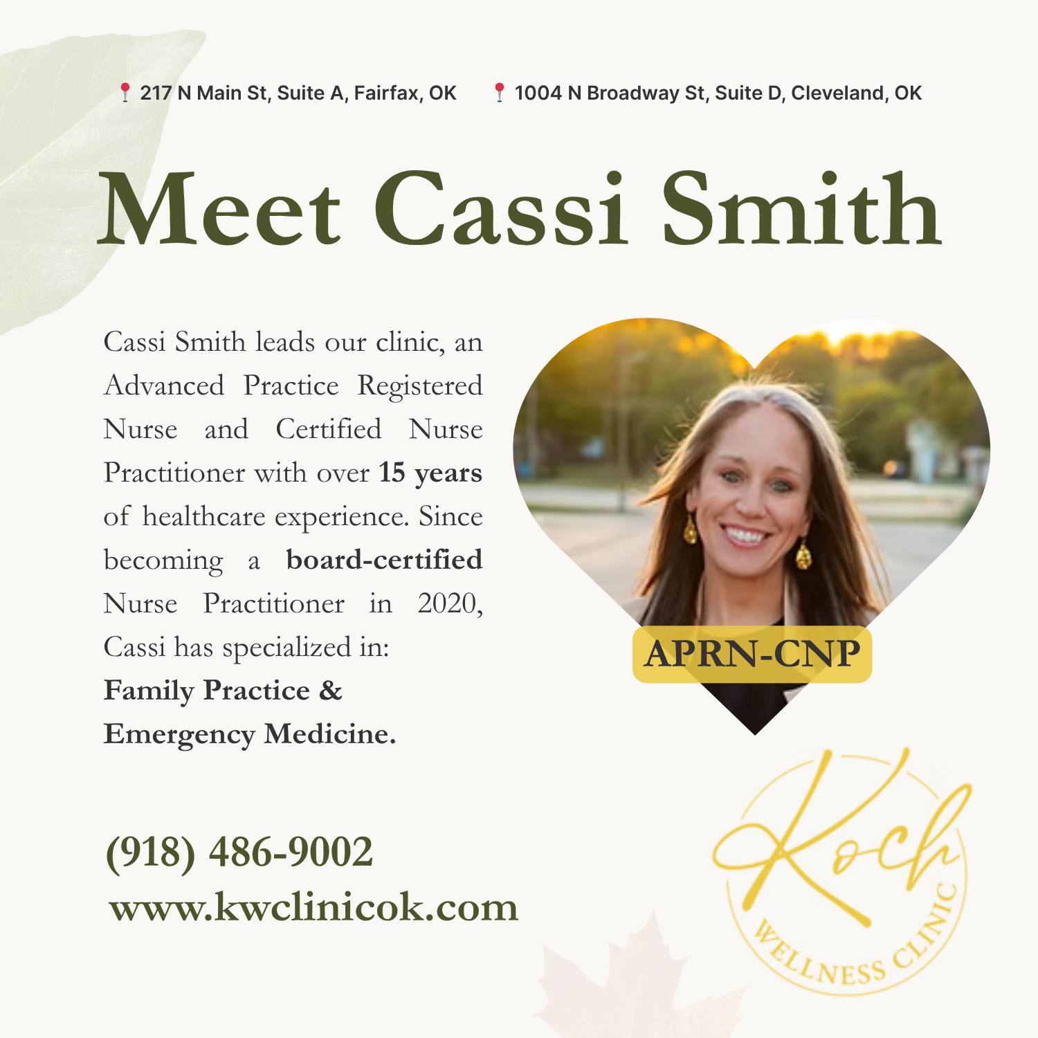 Koch Wellness Clinic Facebook ad: Meet Cassi Smith, at KW Wellness Clinic of…