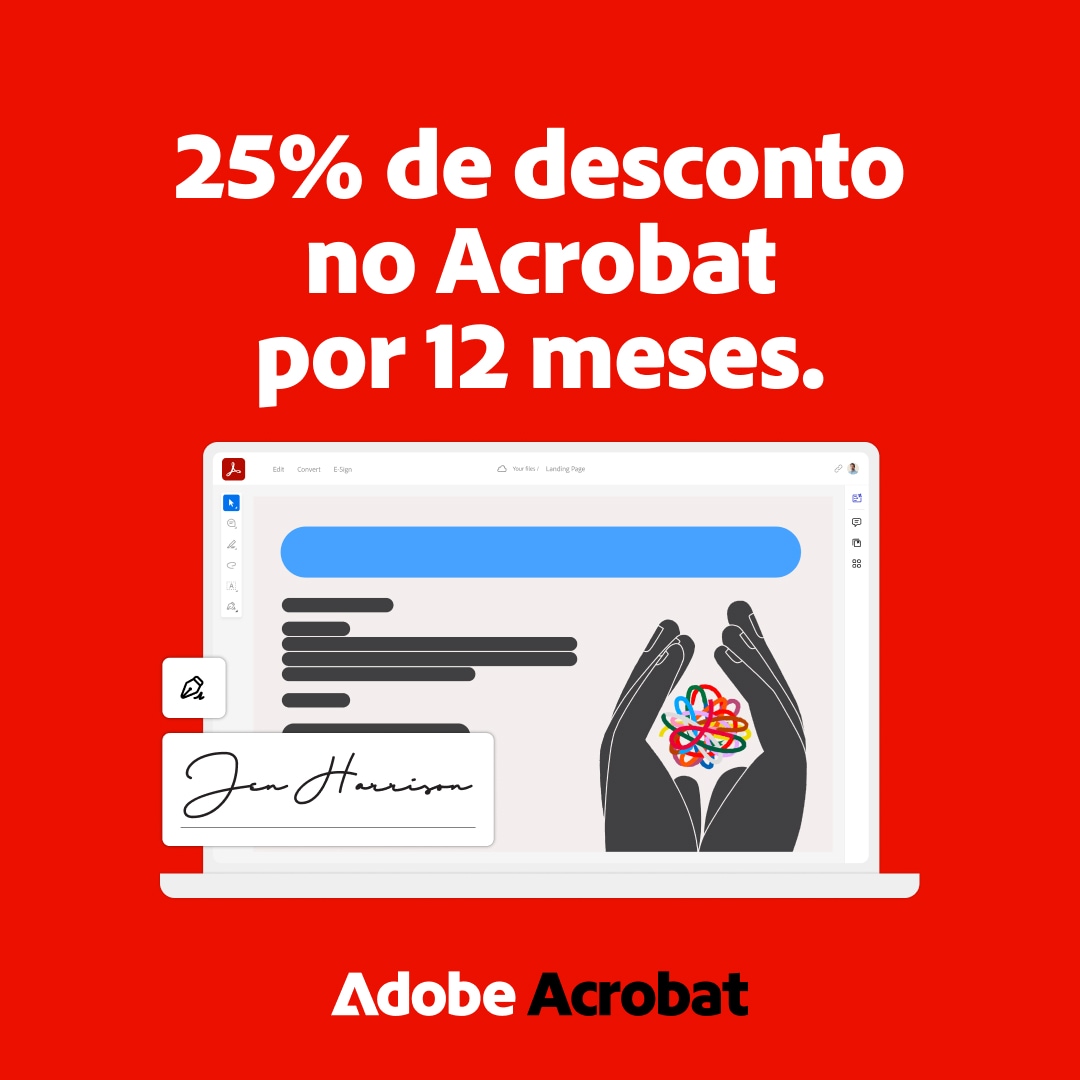 Adobe Acrobat Facebook ad: Crie, edite e reveja PDFs.