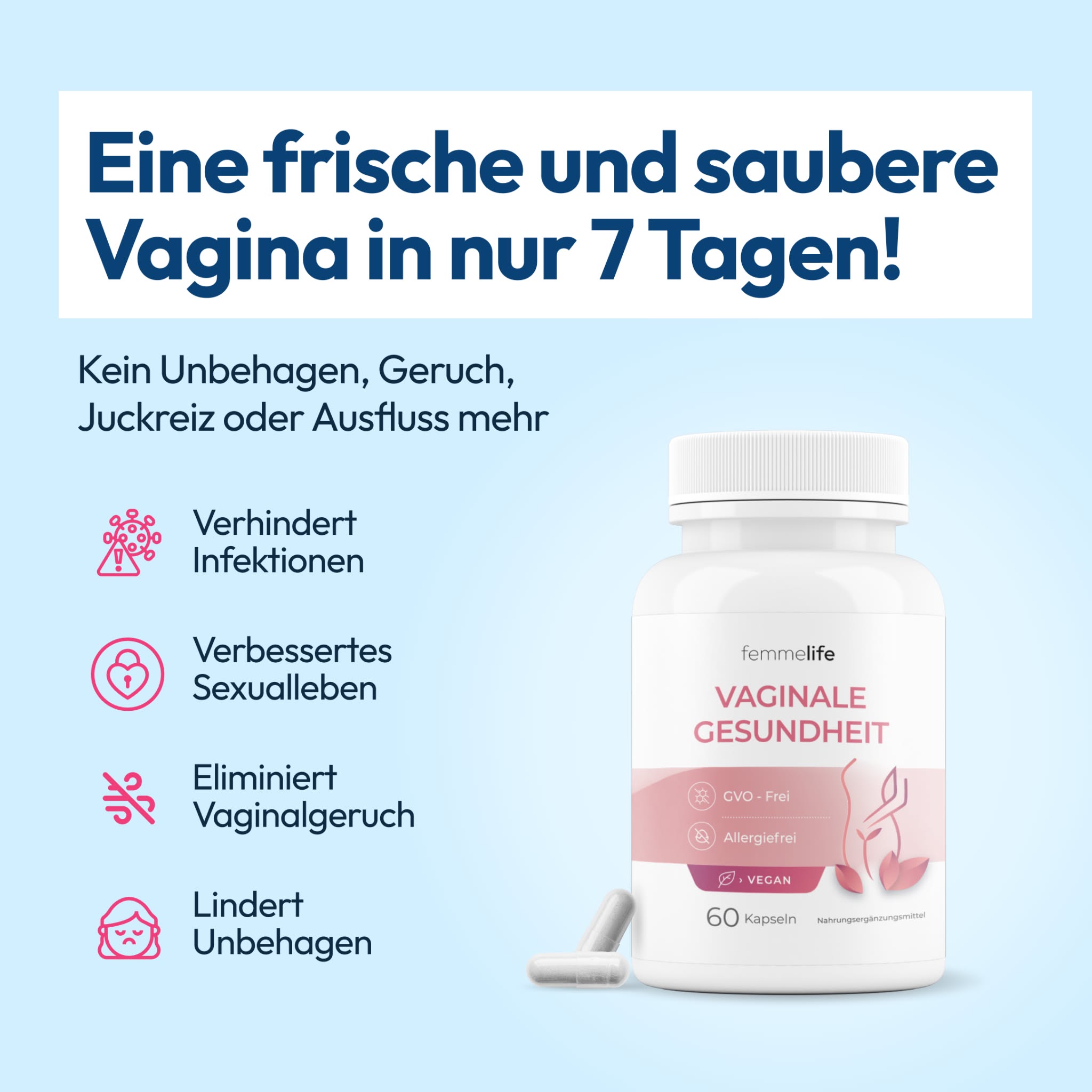 Frauengesundheit Magazin Facebook ad: Premium-Vaginalsupplement für gesunden Geruch und pH-Wert