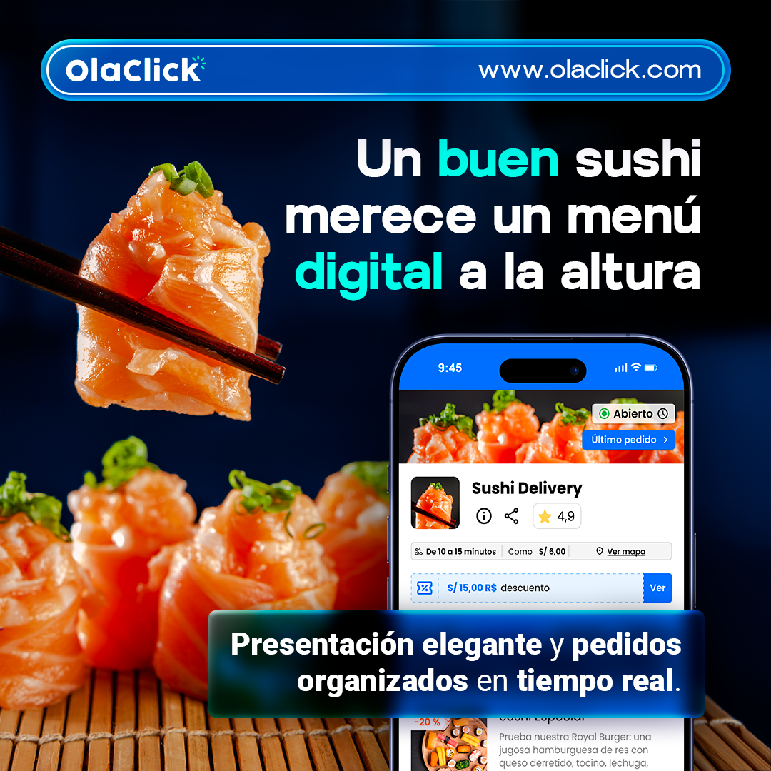 OlaClick Facebook ad: Un menú digital a la altura de tu sushi