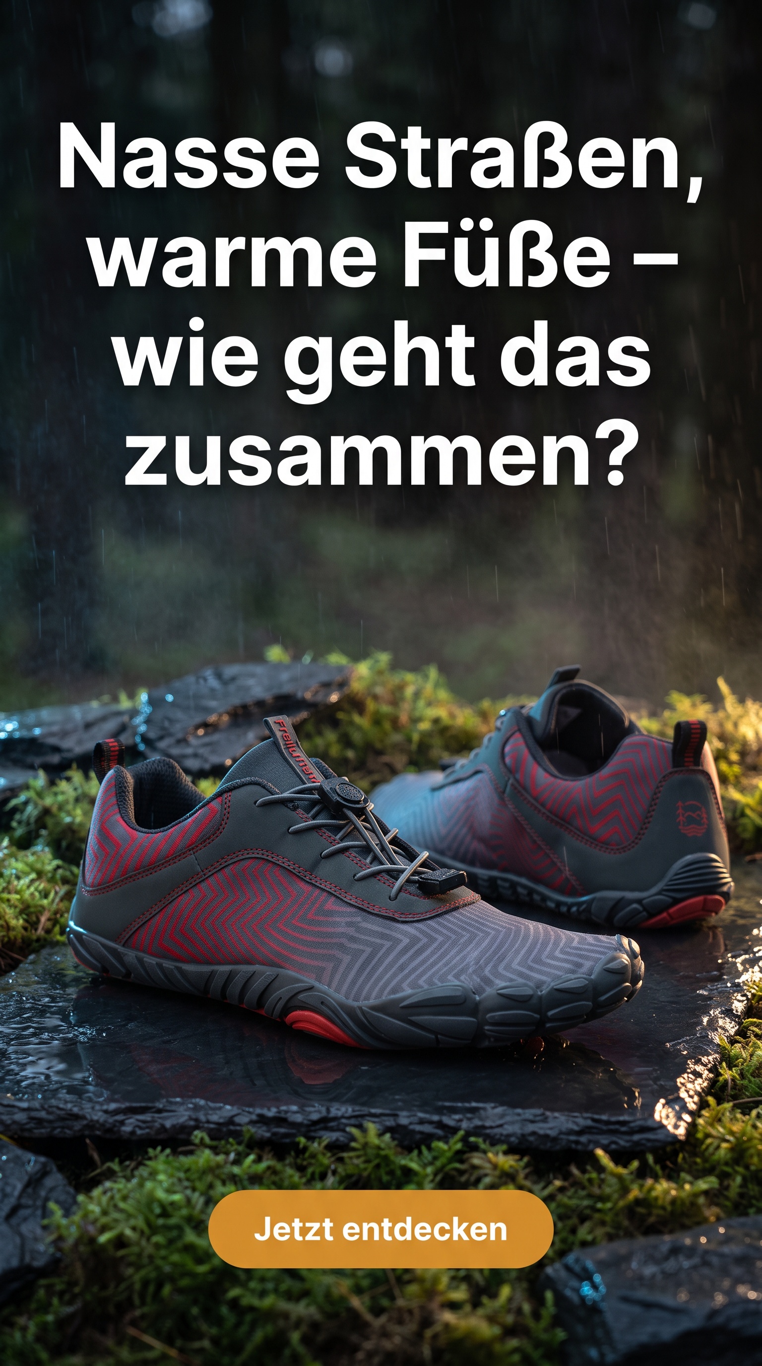 Freiluftkind Facebook ad: Barfußgefühl bleibt, nasse Füße gehen: der Overland