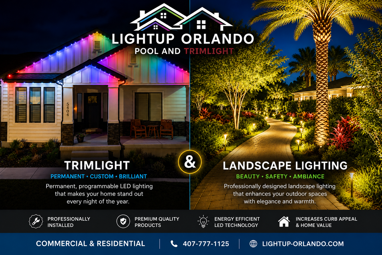 LightUp Orlando TrimLight Facebook ad: LIGHT UP YOUR HOME & SAVE 20%!