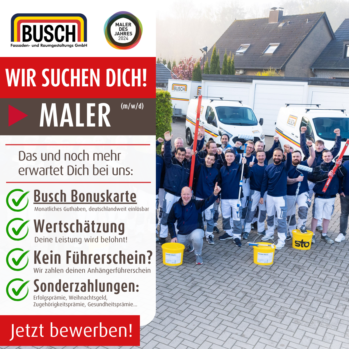 Busch Fassaden- und Raumgestaltung GmbH Facebook ad: Erfolgsprämie & Weihnachtsgeld!