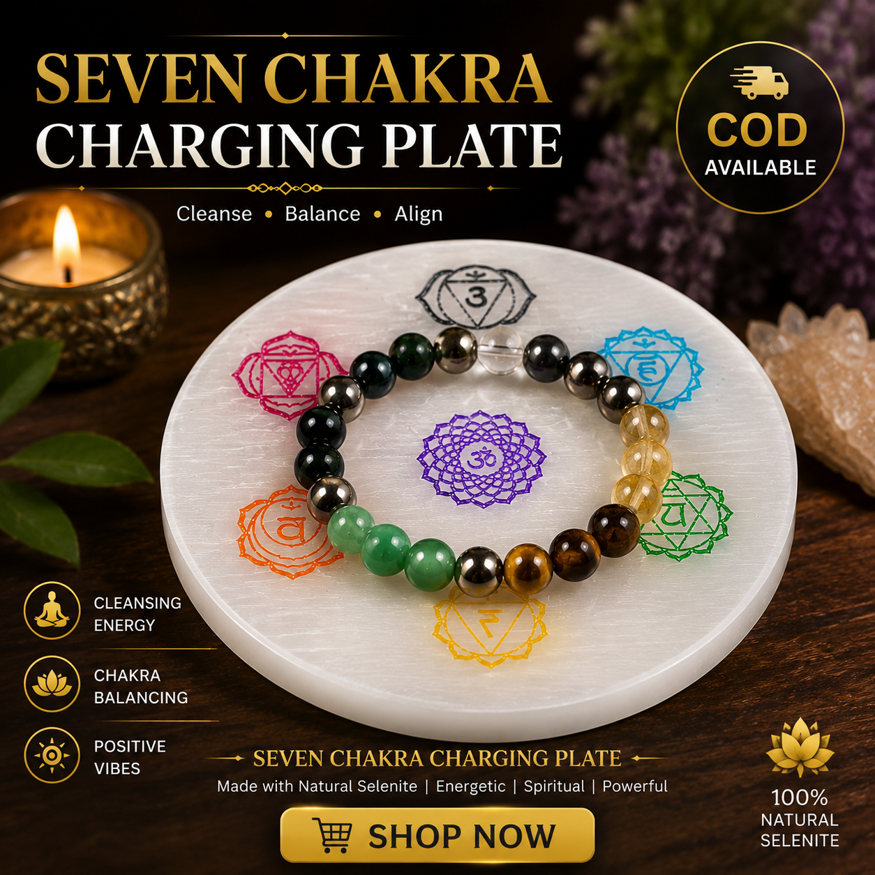CrystalDivine Facebook ad: 50% OFF, Cleanse & Recharge Your Crystals with Selenite…
