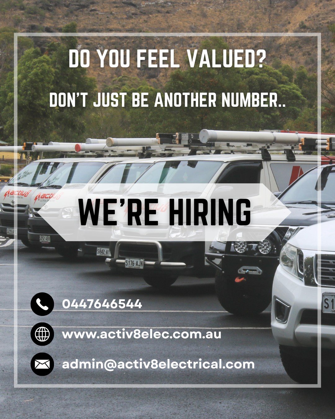 Activ8 Electrical Contractors Mount Gambier Facebook ad: Qualified Electrician Wanted, Mount Gambier, SA