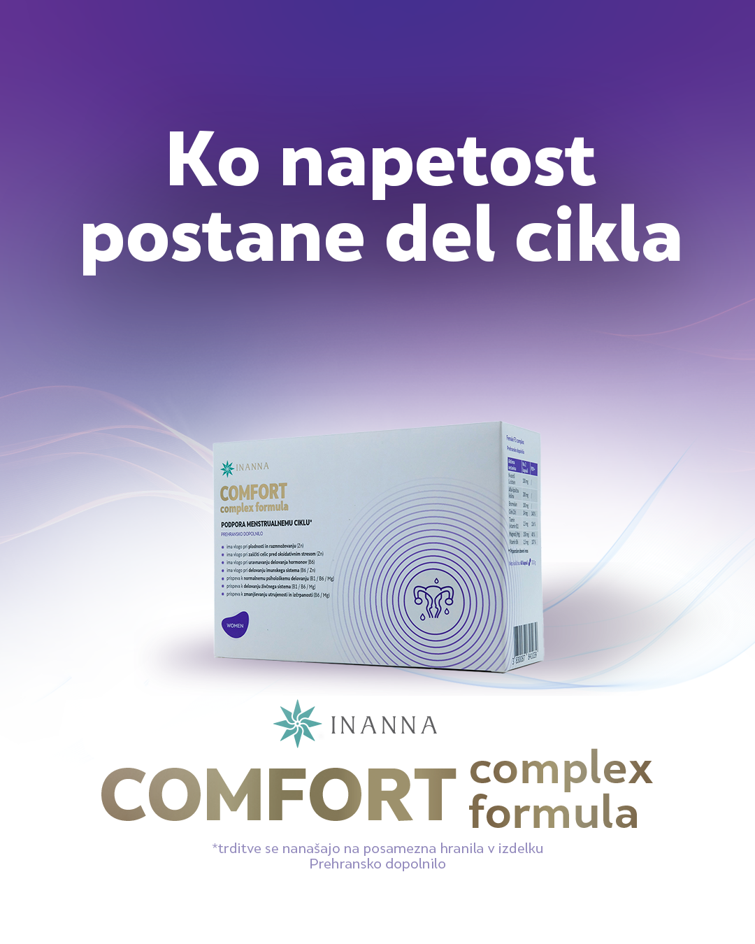 Inanna Health Facebook ad: COMFORT complex formula - Inanna