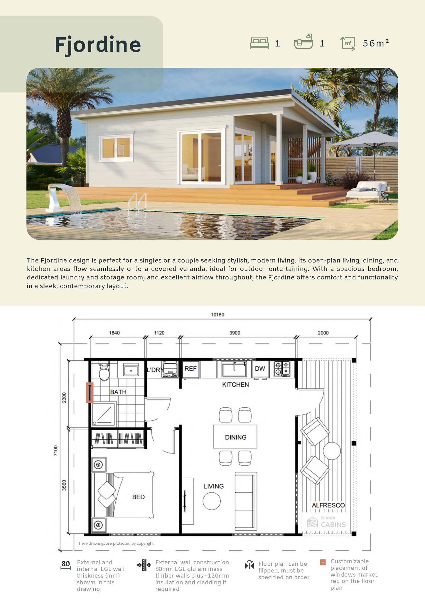 Mopanui studio homes Facebook ad: Meet the Fjordine, a smart, stylish 45m², 56…