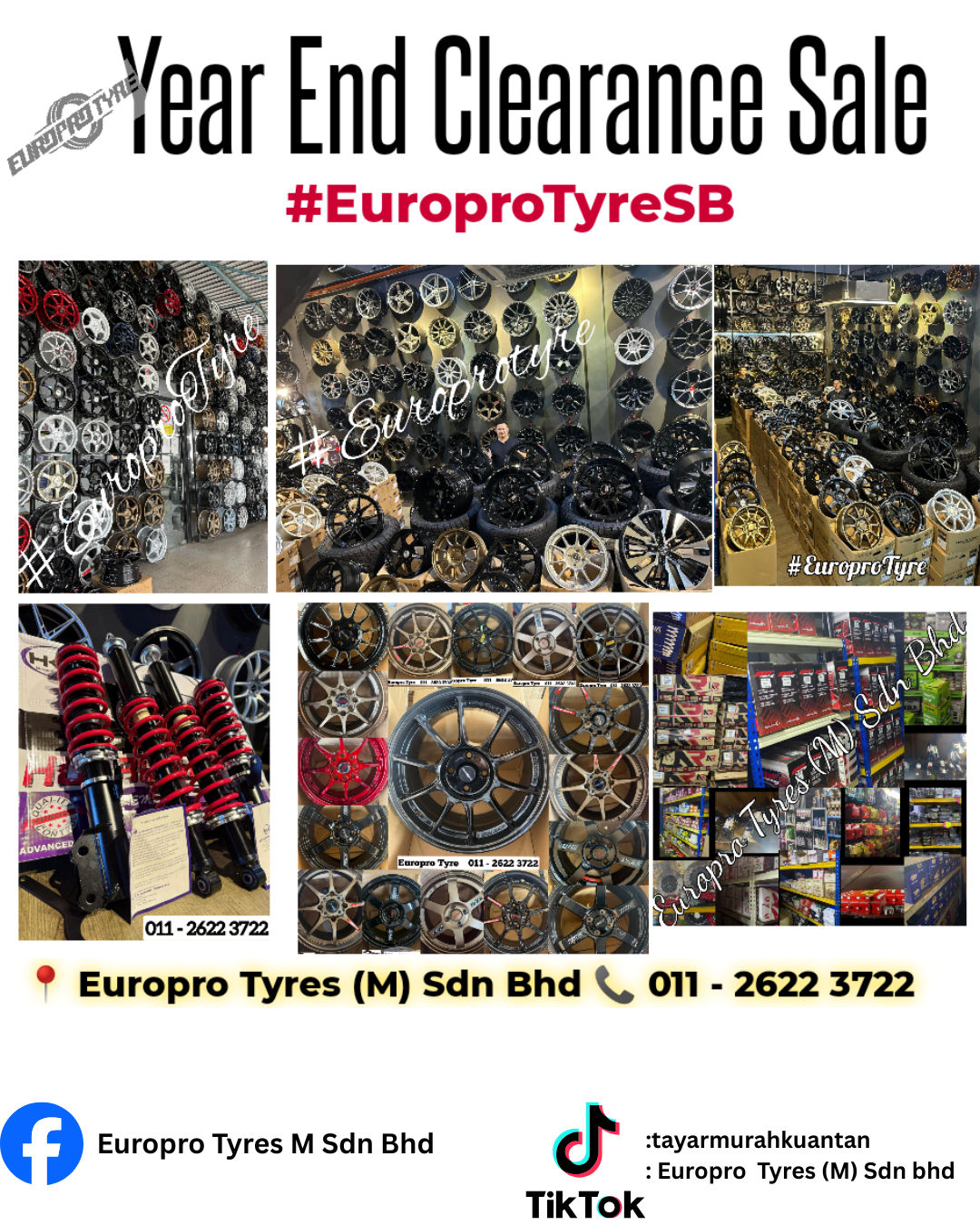 Europro Tyres M Sdn Bhd Facebook ad: YEAR END CLEARANCE SALE