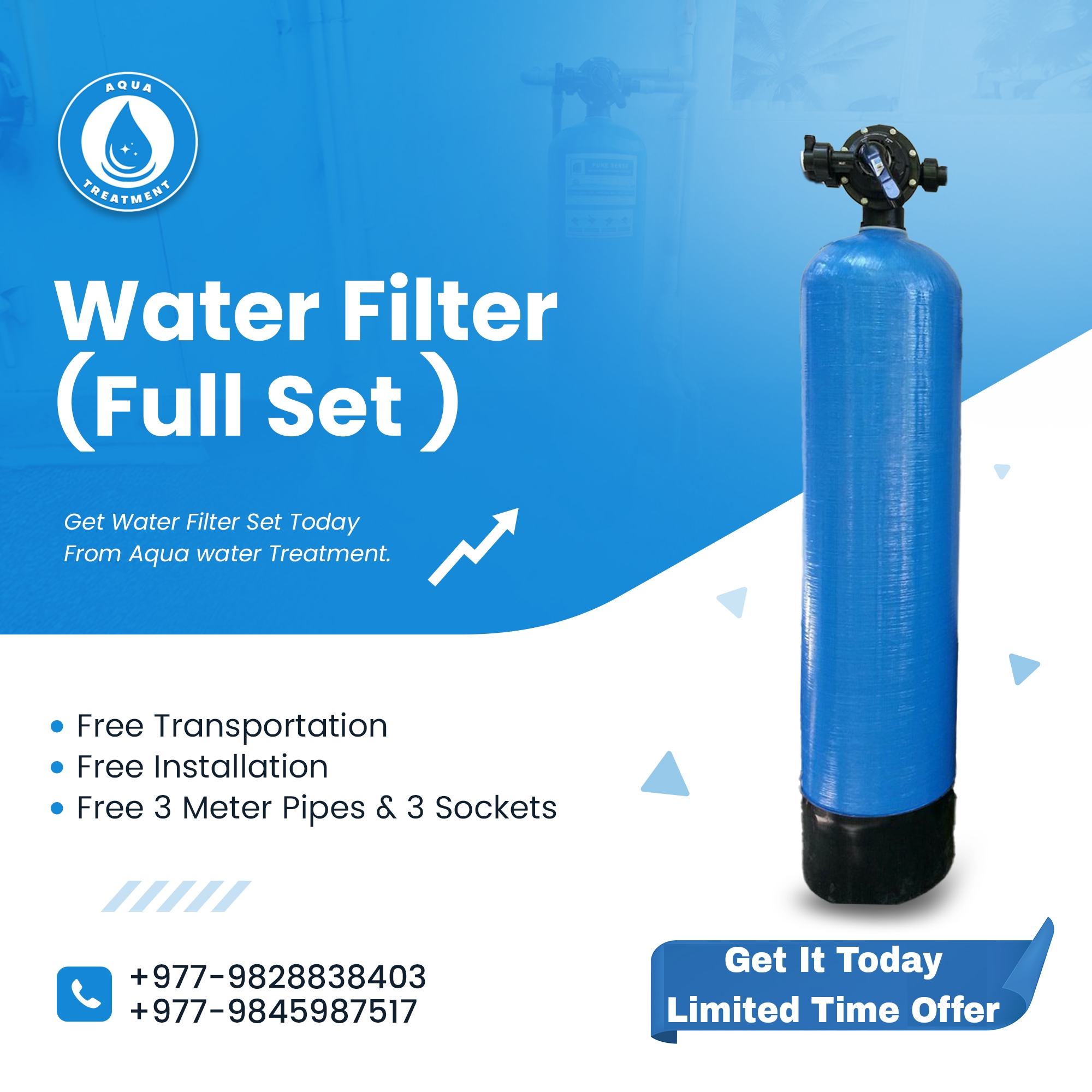 Aqua Water Treatment Facebook ad: Tired of Hard, Dirty Water?
