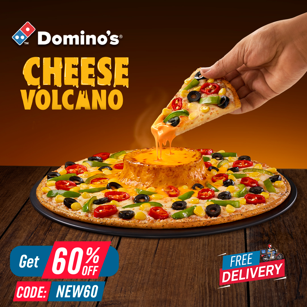 Domino's Pizza India Facebook ad: Get 60% OFF on Cheese Volcano
