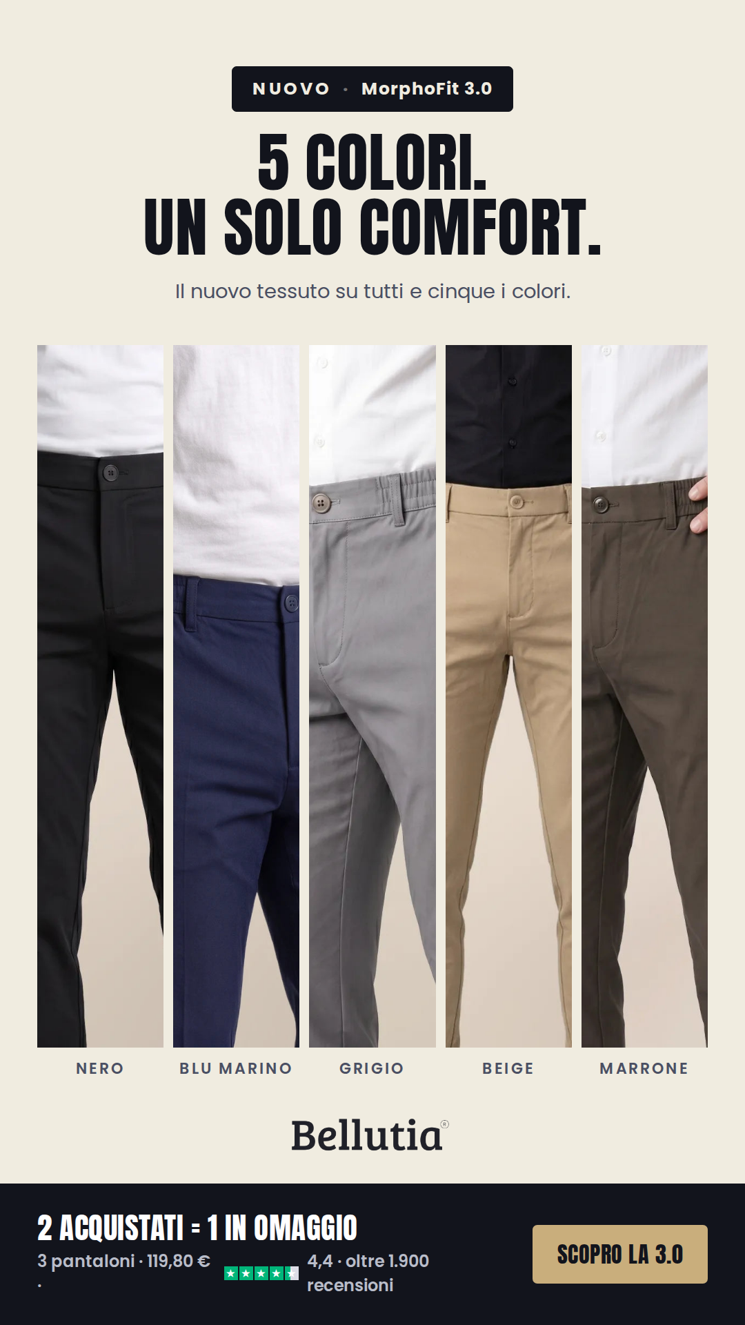Bellutia Italia Facebook ad: 5 colori. Un solo comfort.