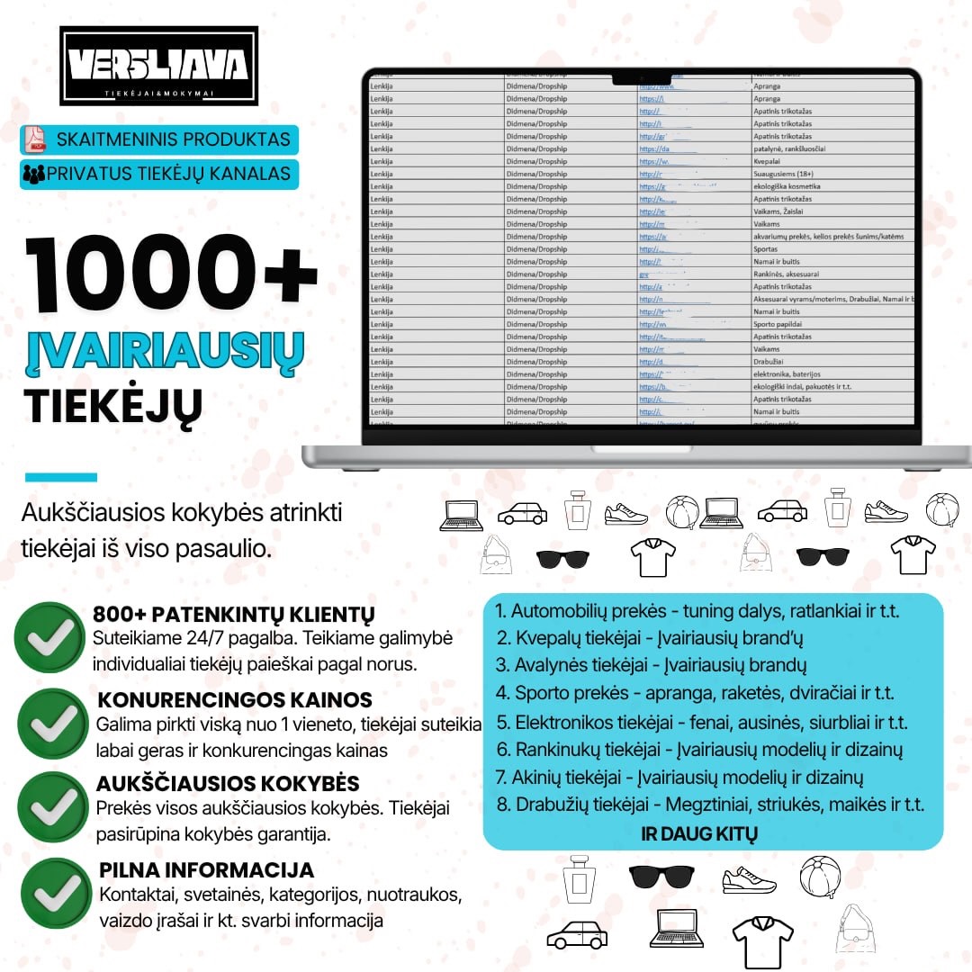 versliava.lt Facebook ad: Brandinių daiktų tiekėjai!