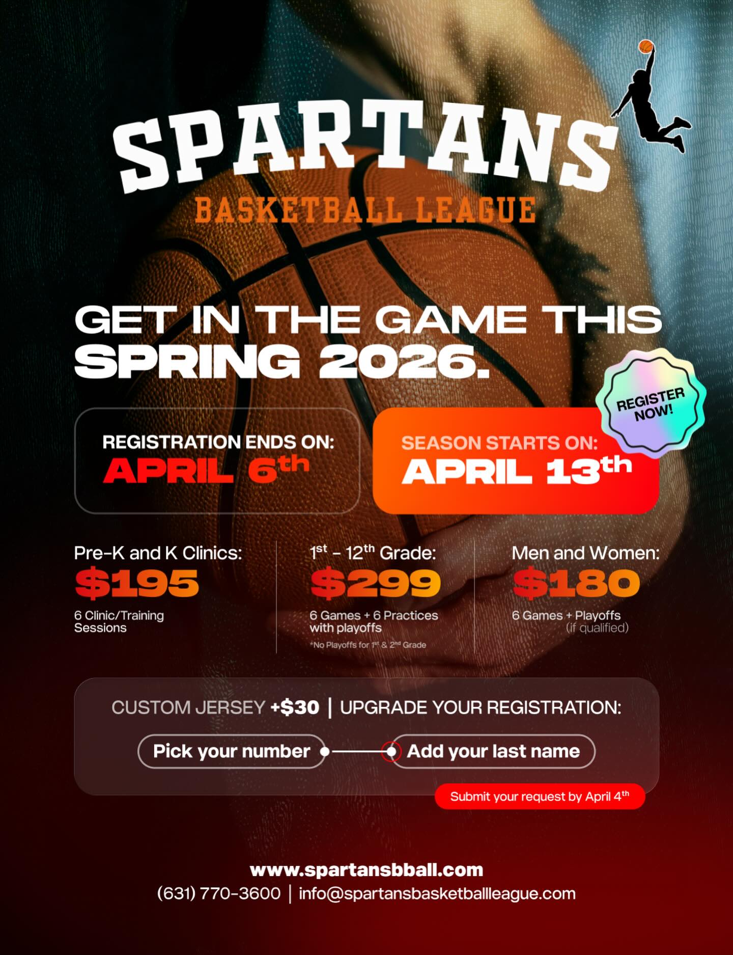 Spartans Basketball League Facebook ad: Spring '26 Sign-up | Spartans Basketball League