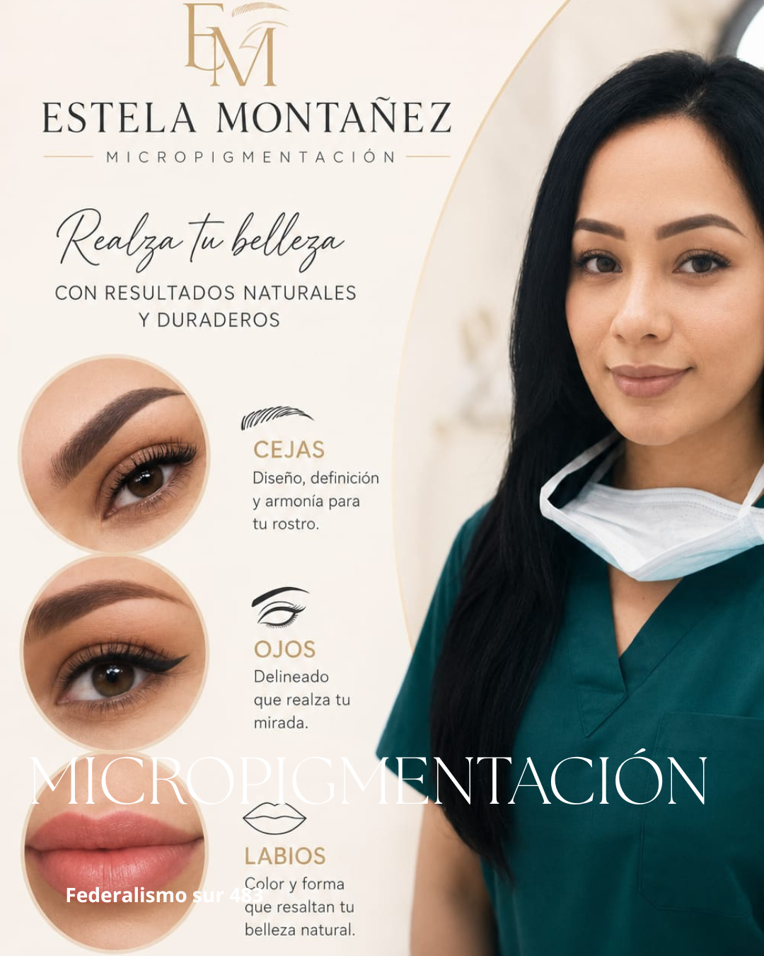 Estela Montañez-aplicación de pestañas Facebook ad: MICROPIGMENTACIN