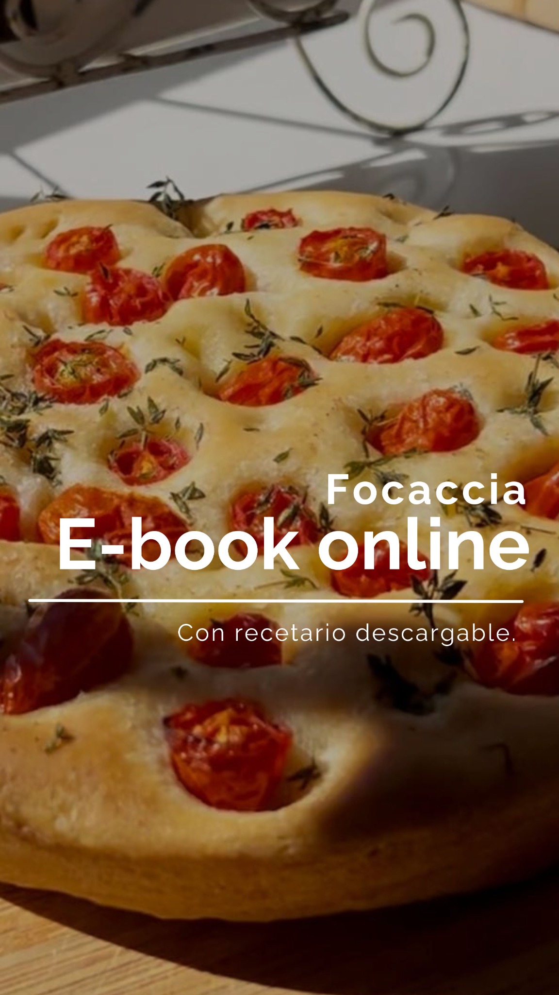 Luz del Este Facebook ad: Ebook Recetario Focaccia, Lourdes Ledesma