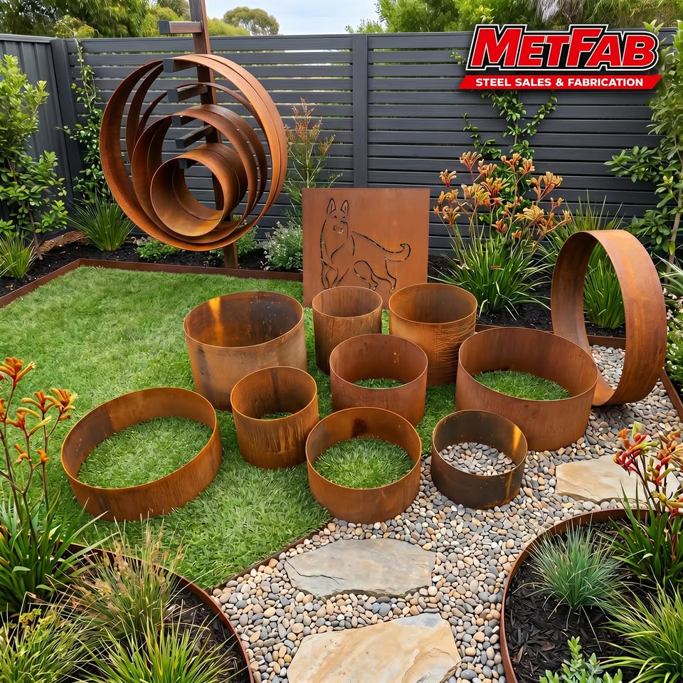 MetFab Steel MP Facebook ad: Small Corten Garden Rings