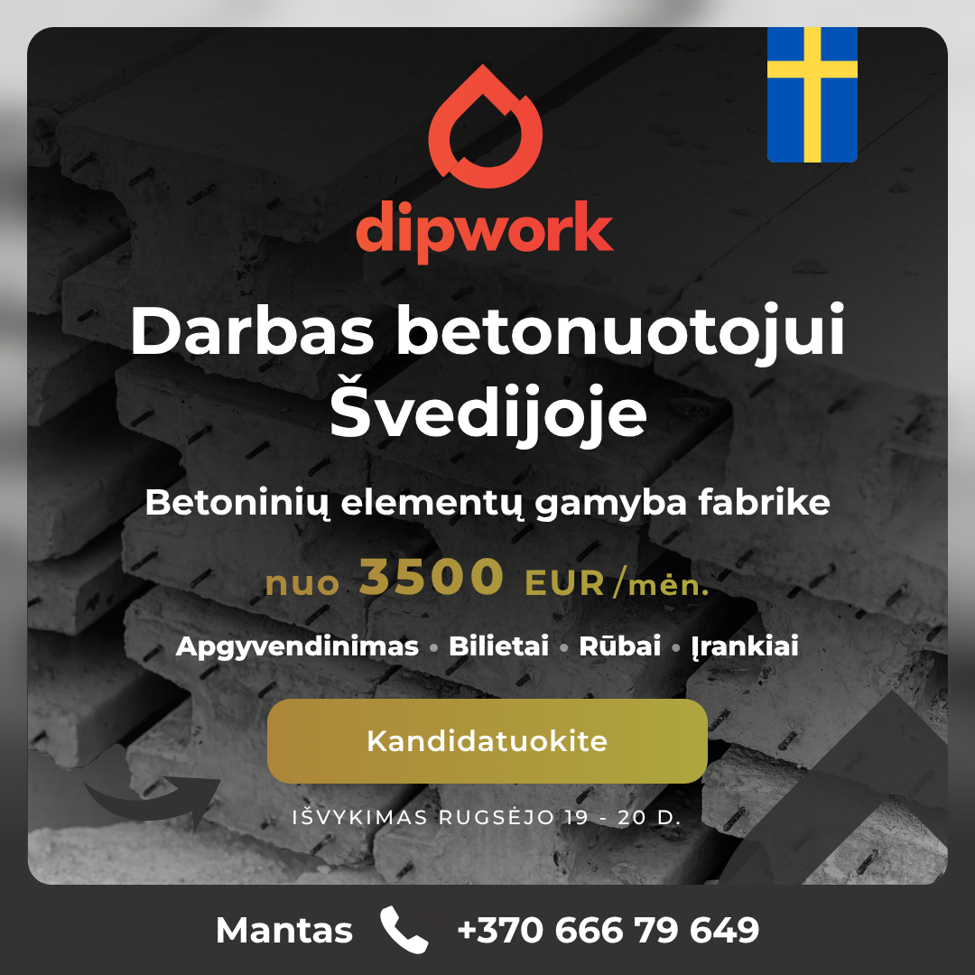 Dipwork Lietuva Facebook ad: Atlyginimas nuo 3500 EUR/mėn.