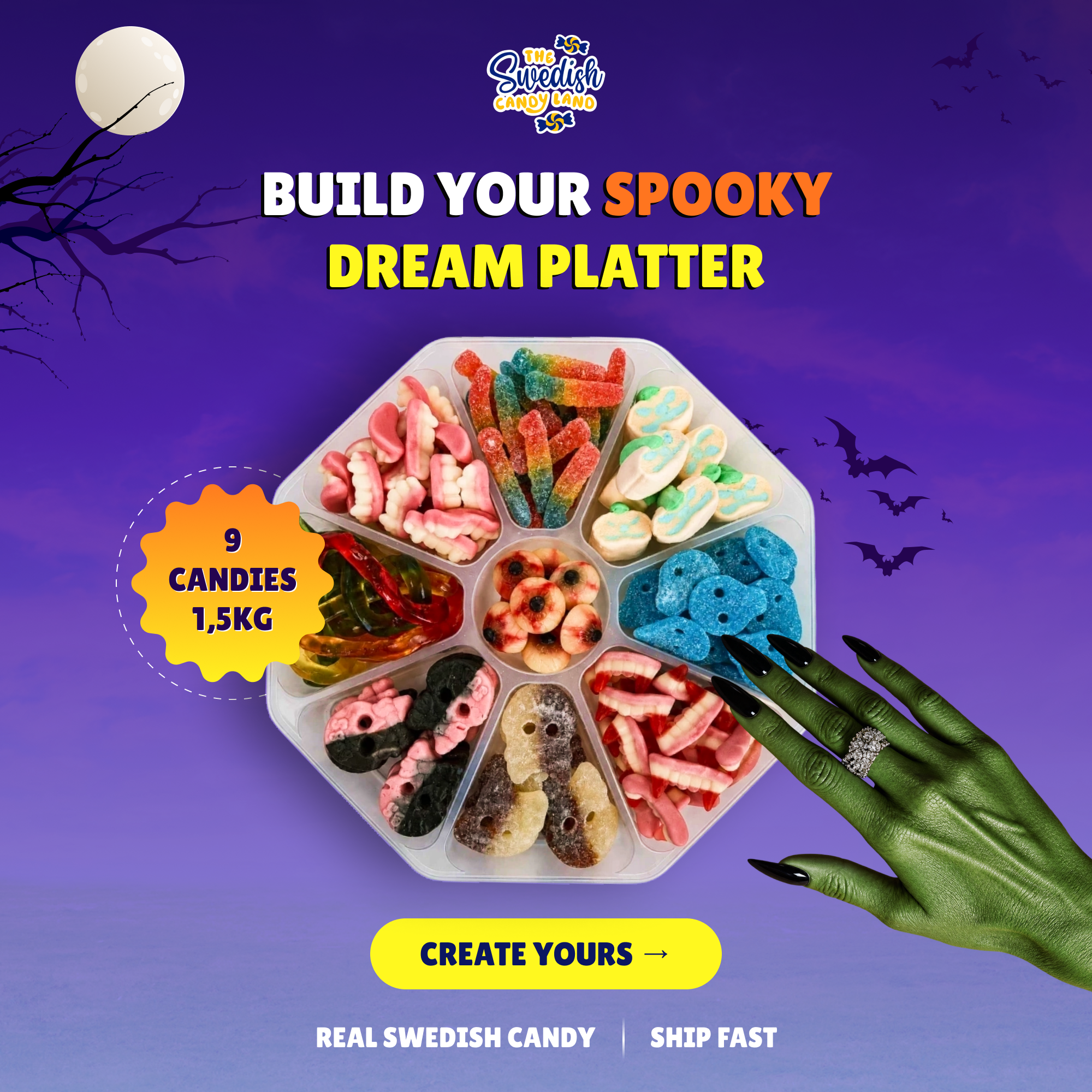 Swedish Candy Land Facebook ad: Get 10% OFF+ Halloween Candy
