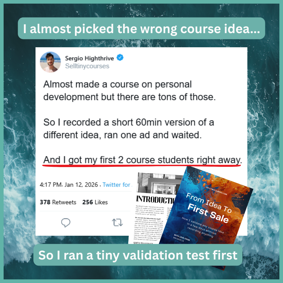 The Tiny Course Method Facebook ad