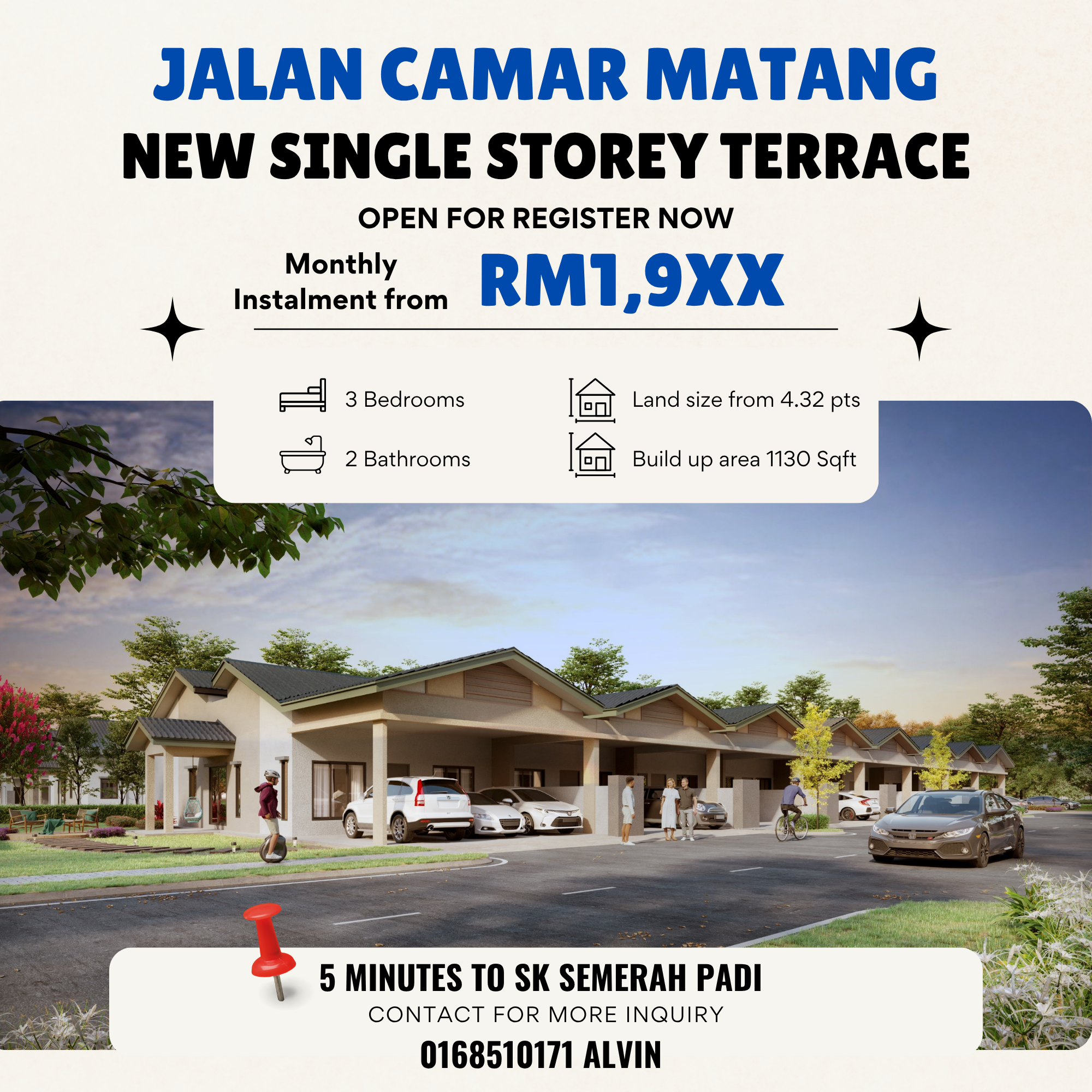 Alvin Smart Property Investment Facebook ad: Rumah besar setingkat teres Jalan Camar Matang