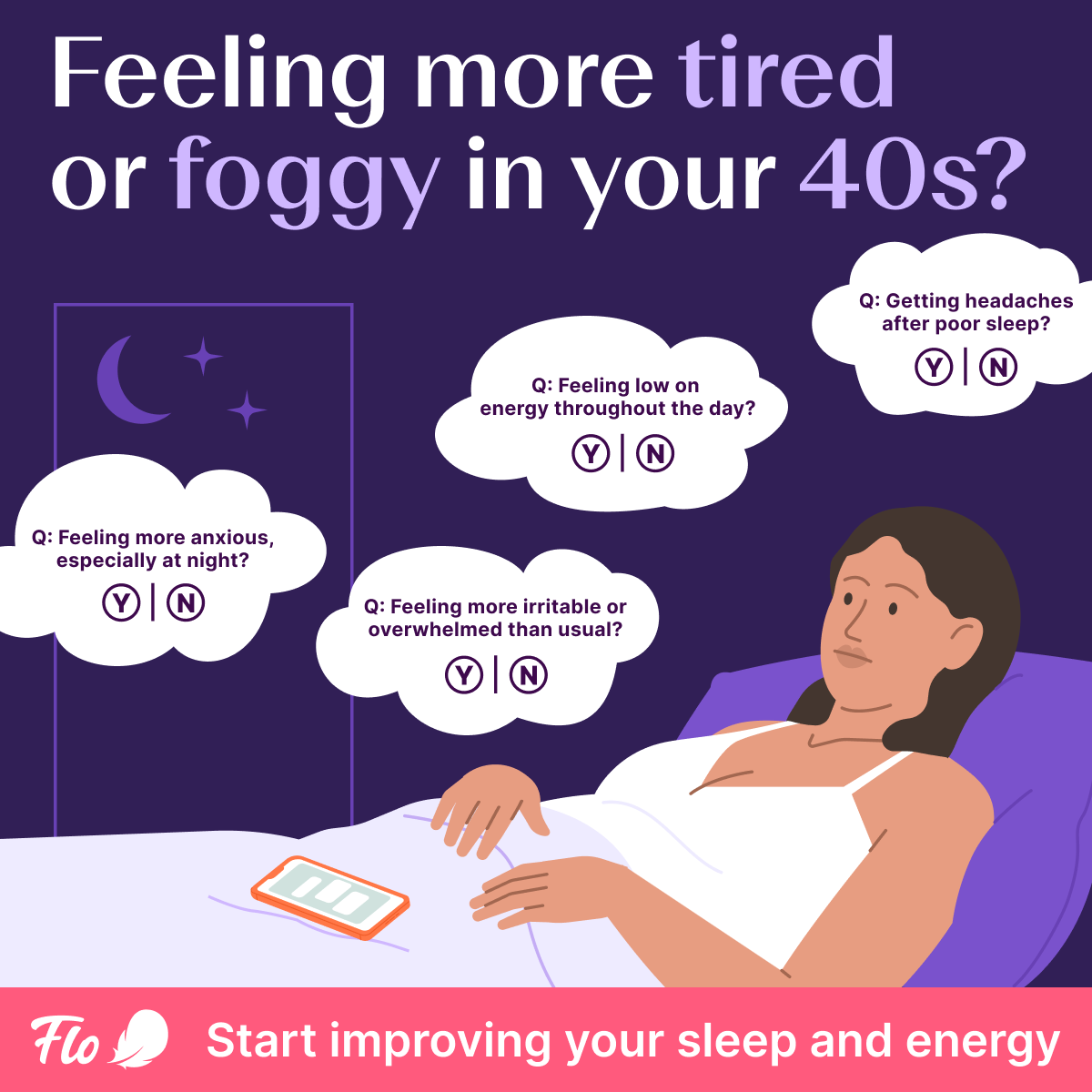 Flo Health App Facebook ad: Try Flo and never look back