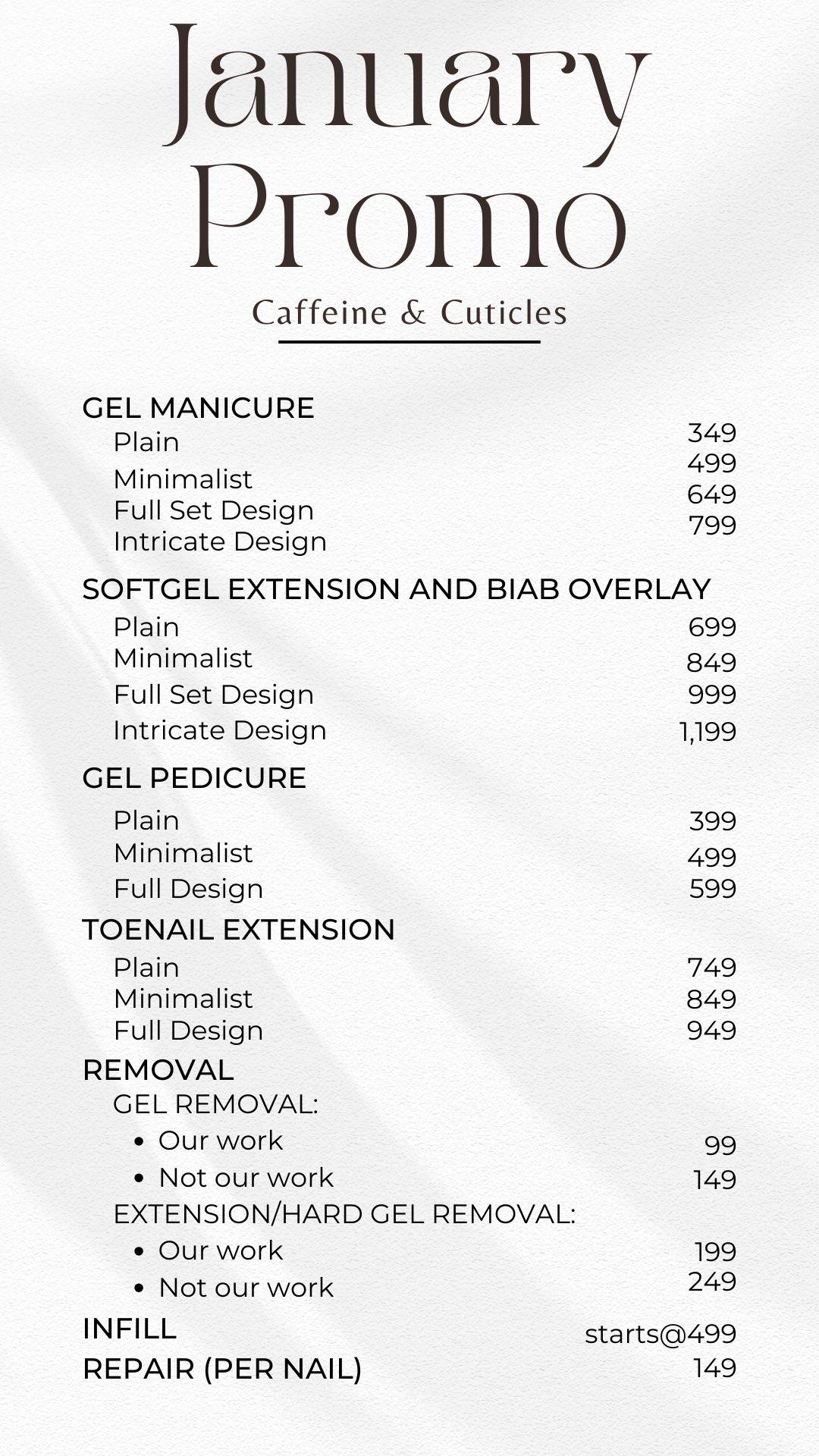 Caffeine & Cuticles Facebook ad: JANUARY PROMO