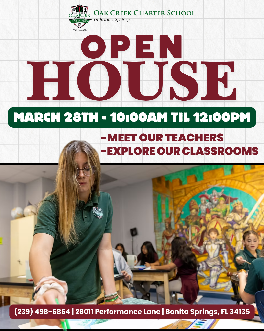 Oak Creek Charter School of Bonita Springs Facebook ad: Join Our Open House at Oak Creek!