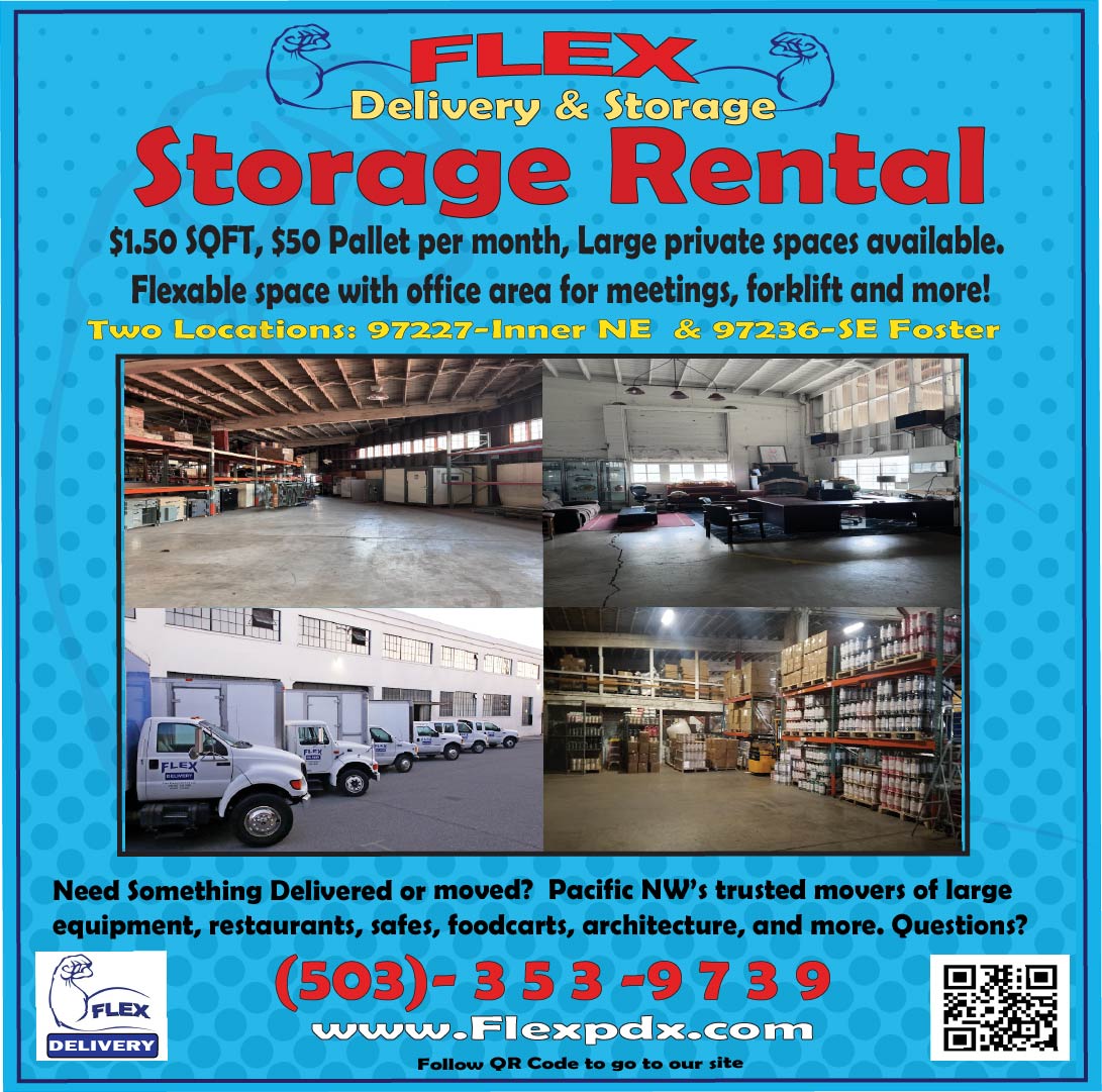 Flex Delivery Facebook ad: Flex Delivery & Storage in Portland, OR.