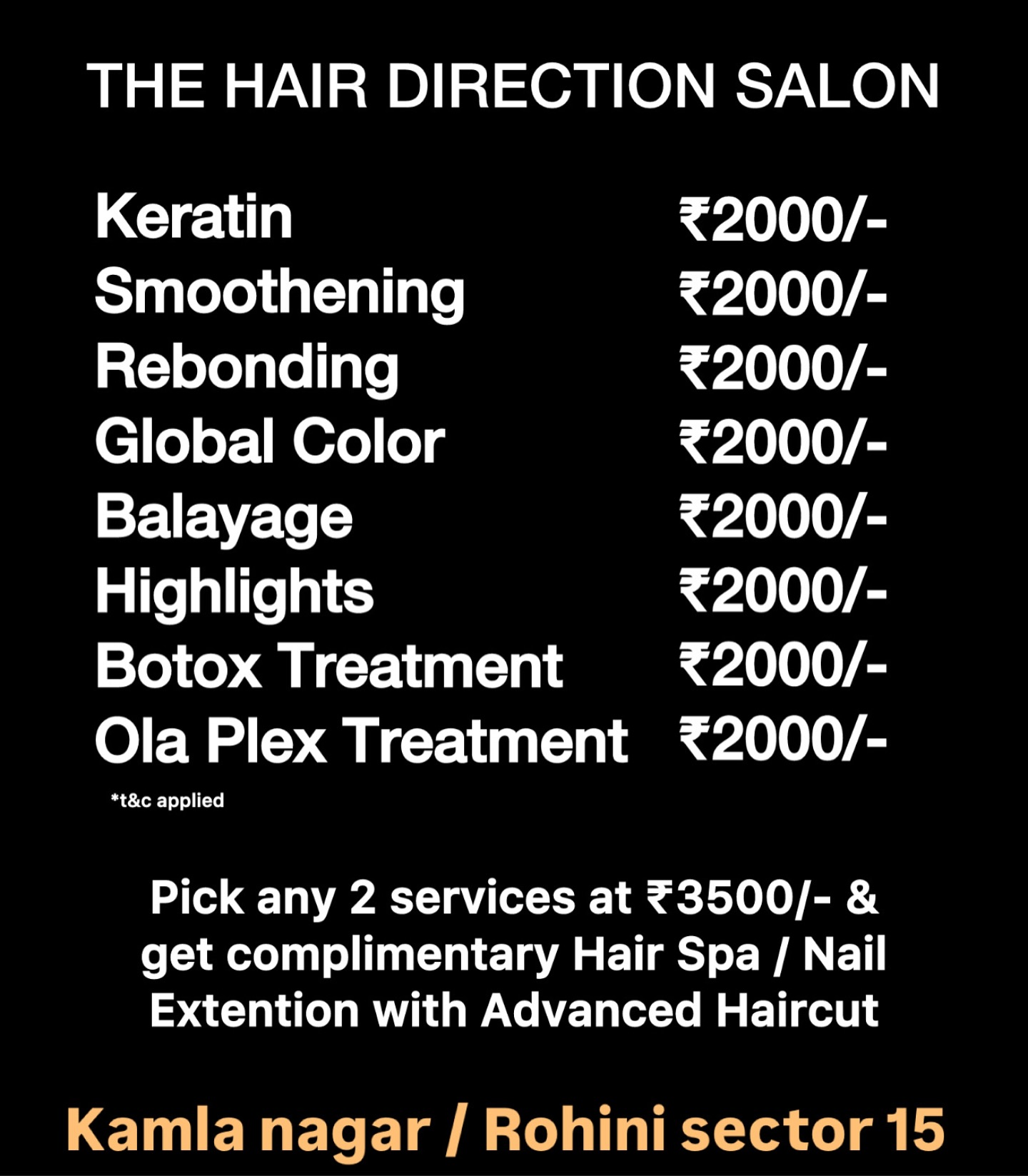 The Hair Direction Salon Facebook ad: We are back for amazing deal and offers
