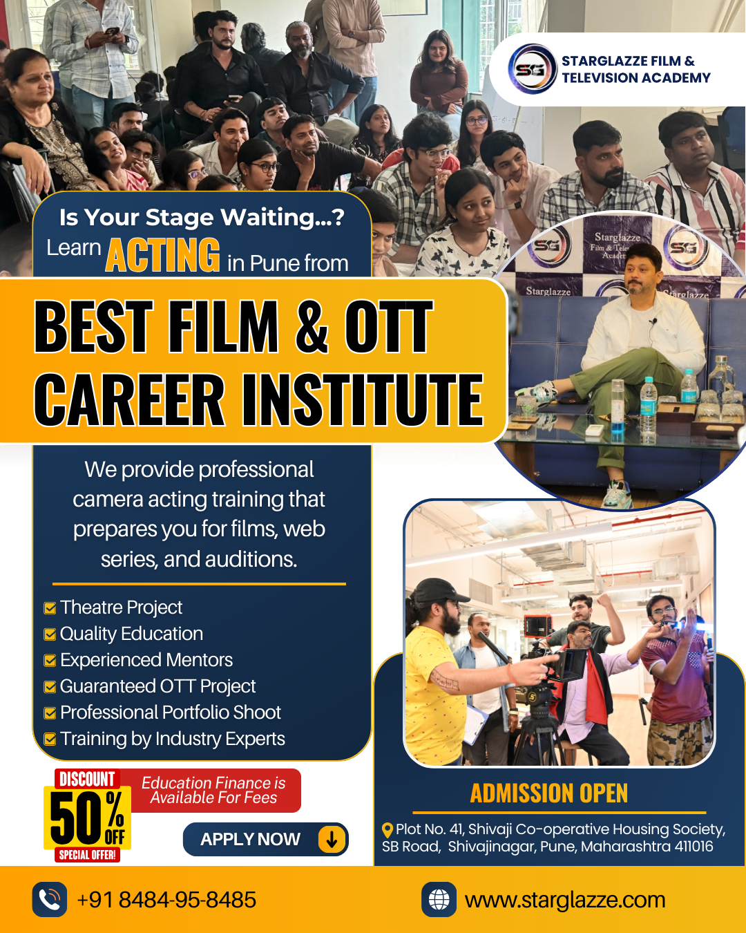 Starglazze Film and Television Academy Pvt limited Facebook ad: Professional Acting Classes, Apply Now
