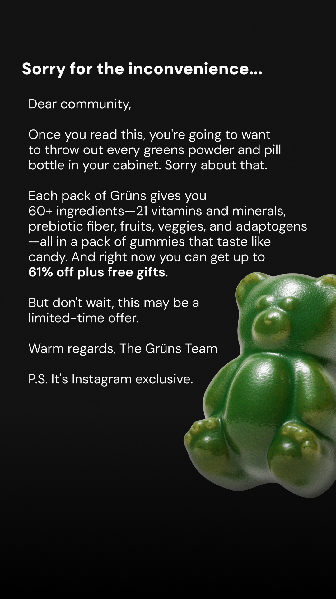 Grüns Facebook ad