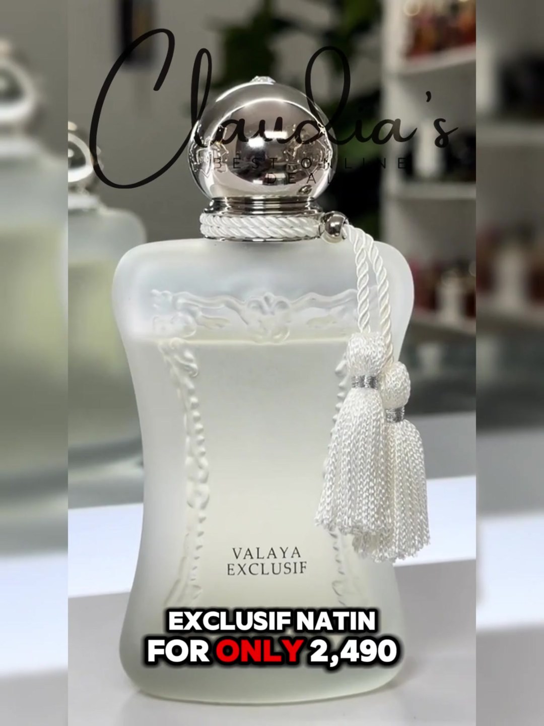 Best Online Deals by Claudia Facebook ad: Elegance in A Bottle