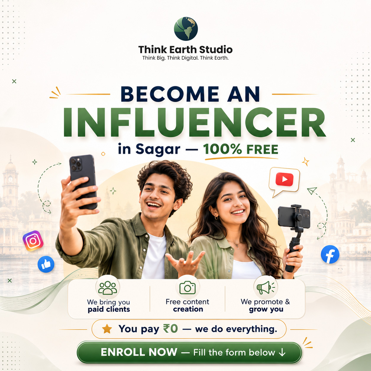 Thinkearthstudio Facebook ad: Become a Paid Creator in Sagar, 100% FREE