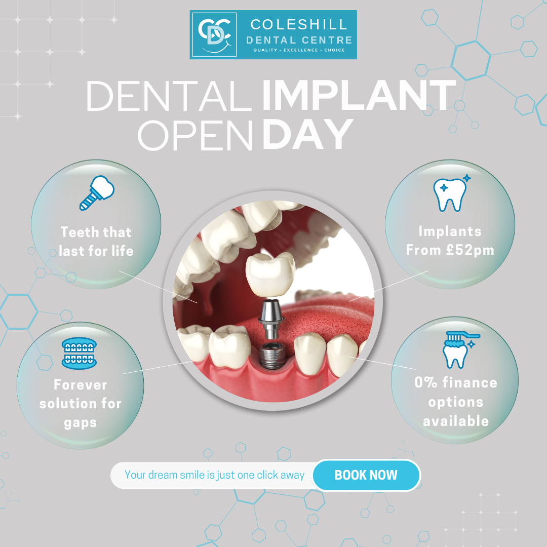 Cantley Dental Care Facebook ad: Implant Open Day, 9th October | From £52/Month