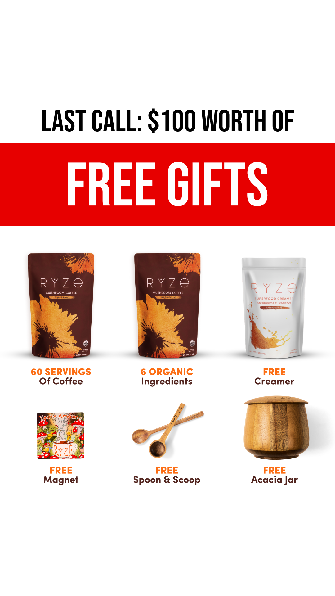 RYZE Superfoods Facebook ad