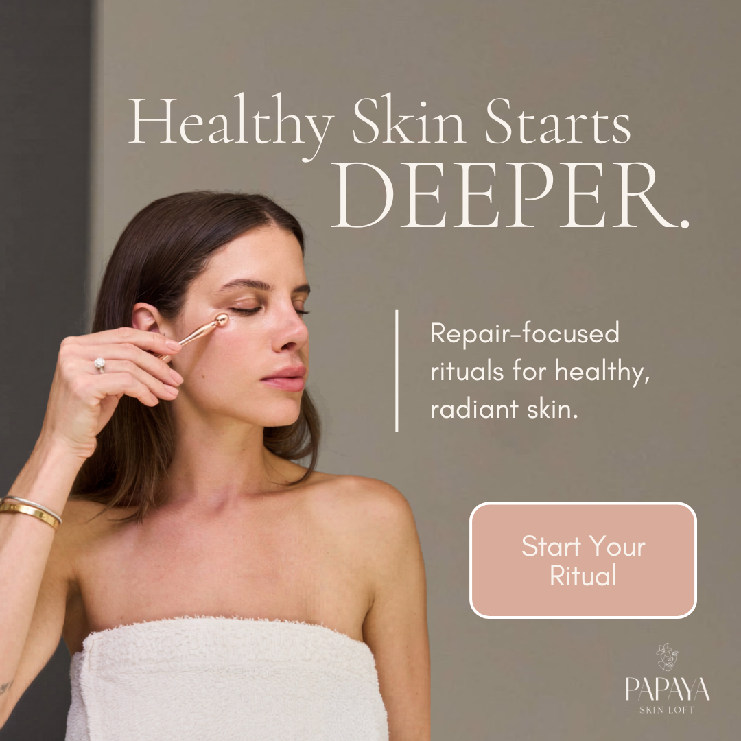 Papaya Skin Loft Facebook ad: Calm. Restore. Glow.