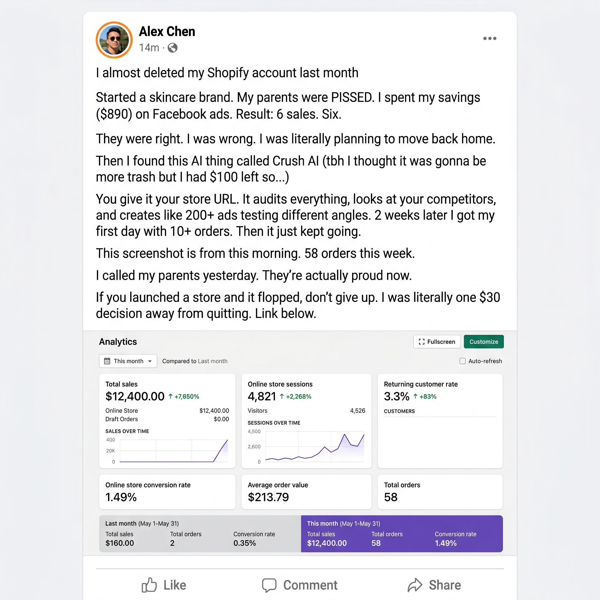 trycrush.ai Facebook ad