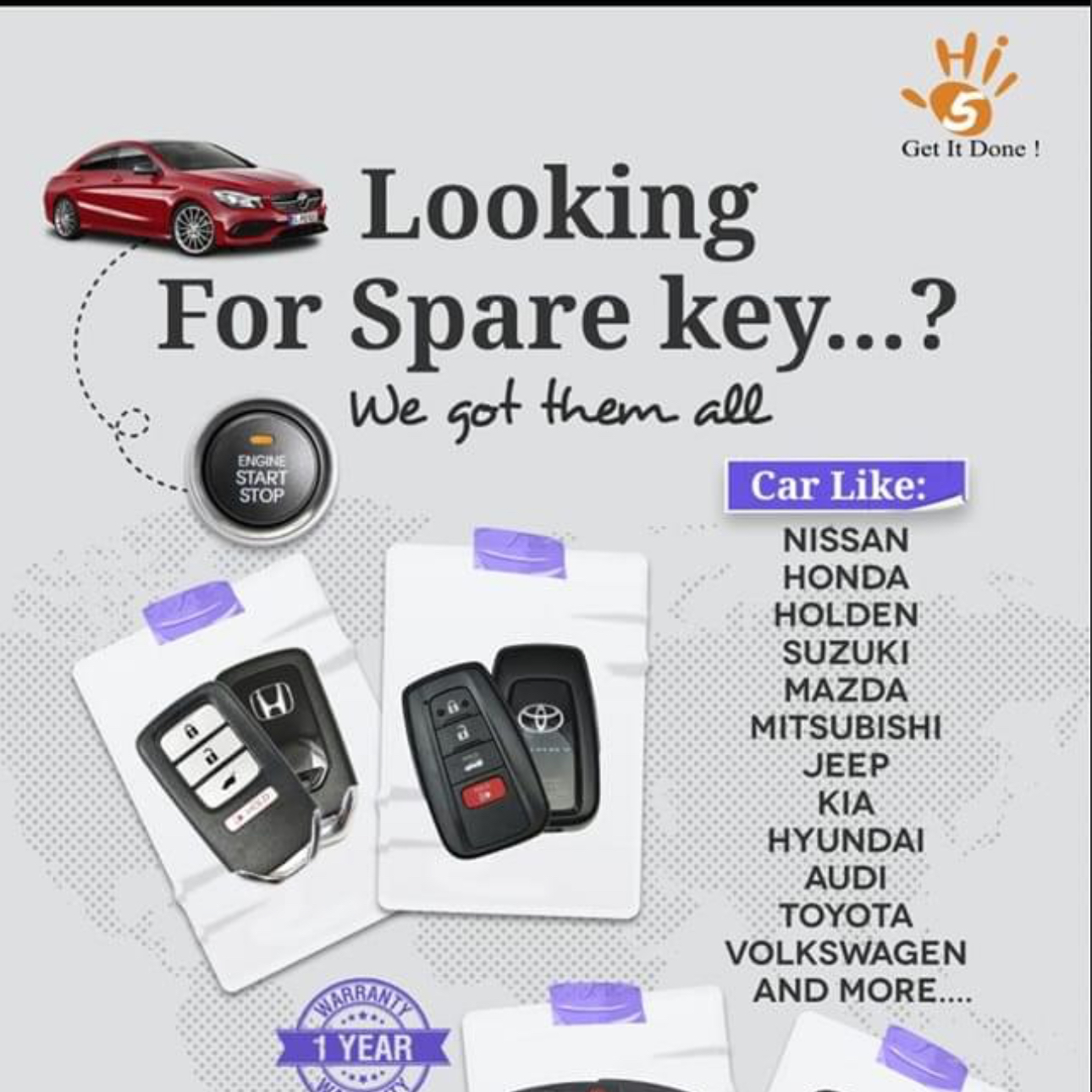 Key cut, Rotorua central mall, Hi5 Services Facebook ad: Key Cutting Hamilton five cross roads