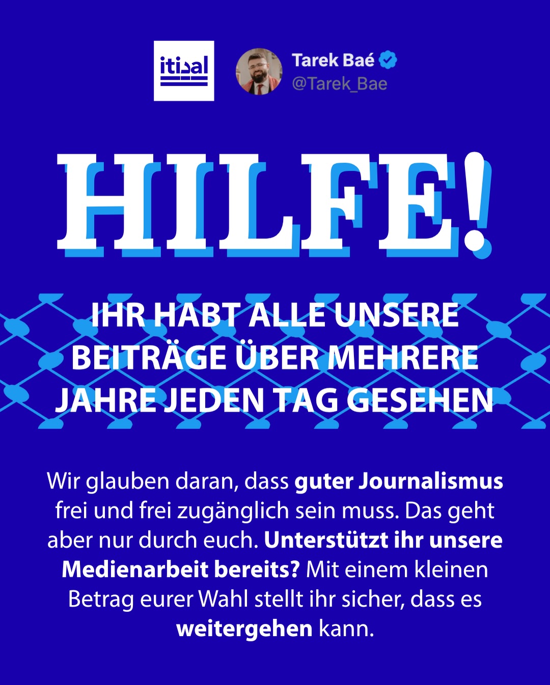 Tarek Baé Facebook ad: Kritischer Journalismus braucht euch.