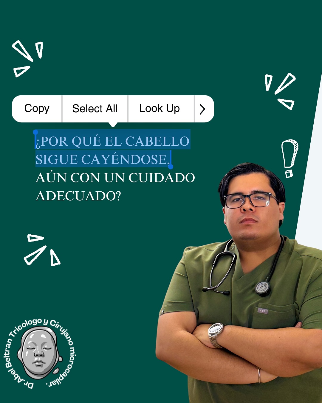 Dr. Abel Beltran Facebook ad: ¿Notas que tu cabello sigue cayéndose aun con…