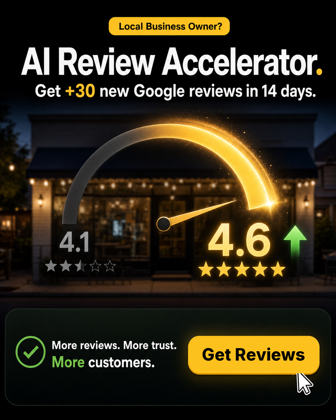 Boomerangme.com - Loyalty for local businesses and agencies Facebook ad: 30+ reviews in 14 days