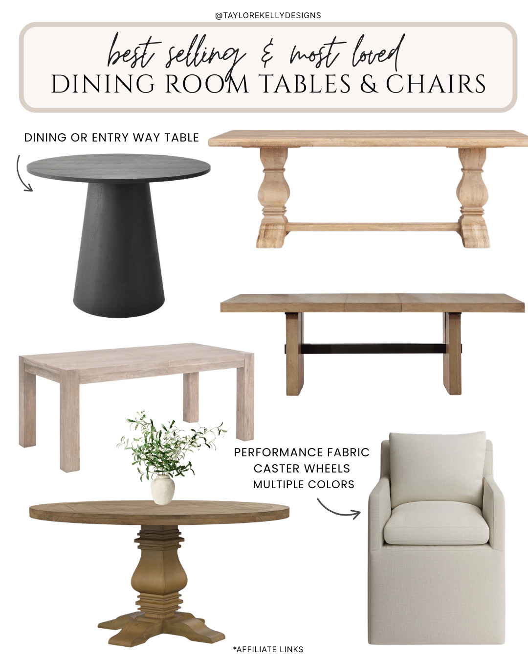 taylorekellydesigns Facebook ad: The best selling dining room tables and chairs!