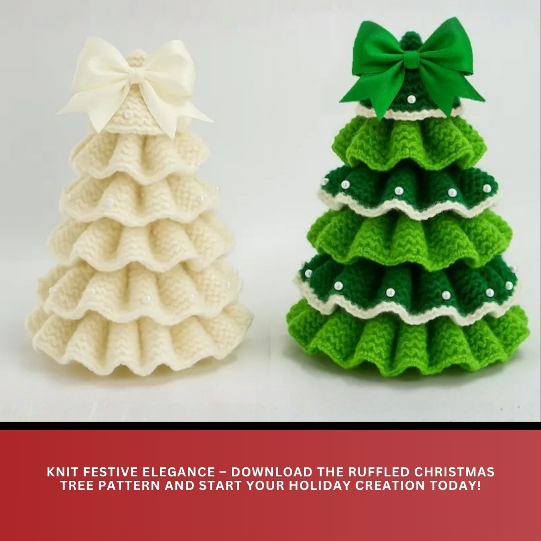 Let's Knit Facebook ad: Ruffled Christmas Tree Knitting Pattern