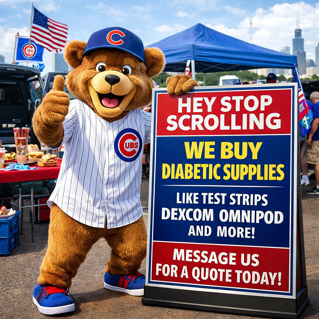 Chicagoland-Diabetic-Exchange Facebook ad: Hey Cubs Fans! Sell Your Diabetic Supplies Today!