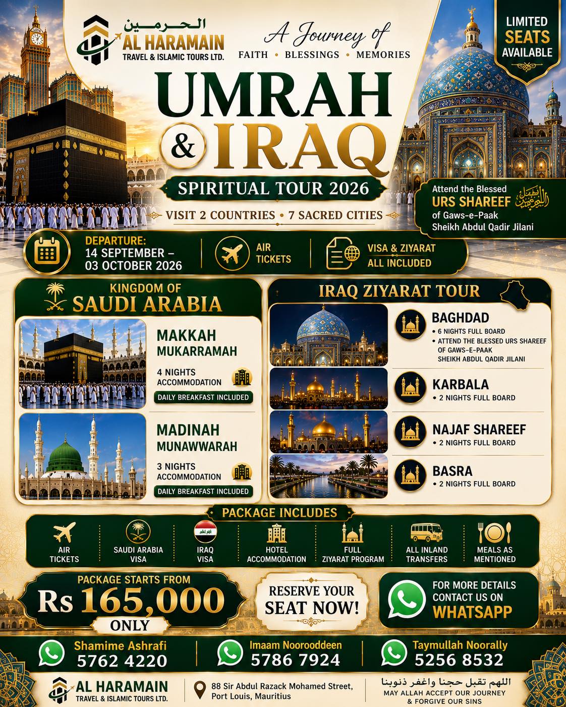 Al Haramain Travel & Islamic Tours Ltd Facebook ad: UMRAH & IRAQ SPIRITUAL TOUR 2026