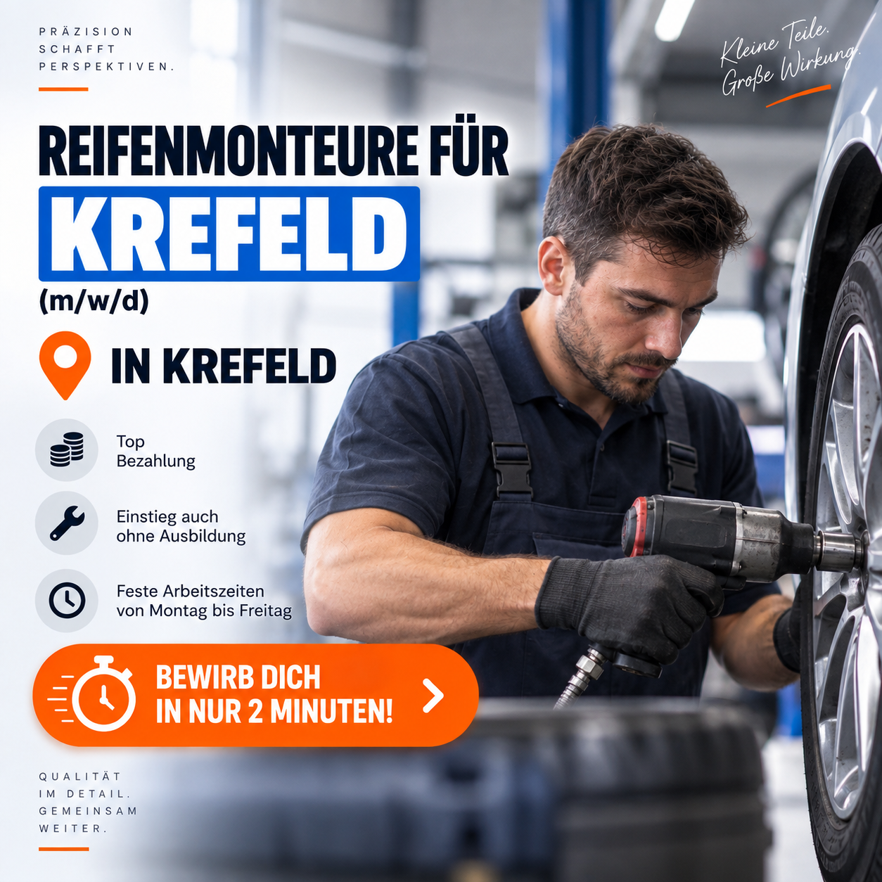 Personal am Rhein GmbH Facebook ad: Wir suchen einen Reifenmonteur (m/w/d) in Krefeld